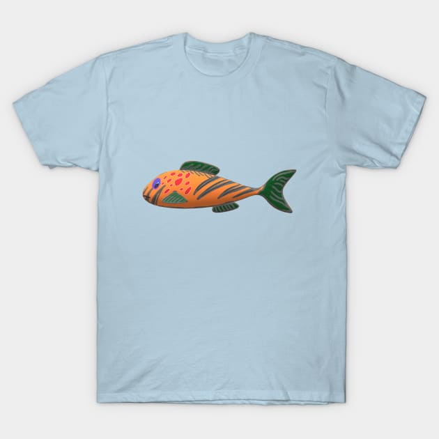 Fish design, An orange, cute, pretty, beautiful, tropical fish drawing. T-Shirt by Blue Heart Design